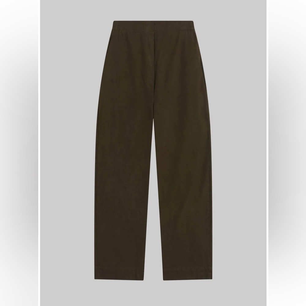 Leset Chloe Barrel Pant in Dark Olive - Picture 2 of 6